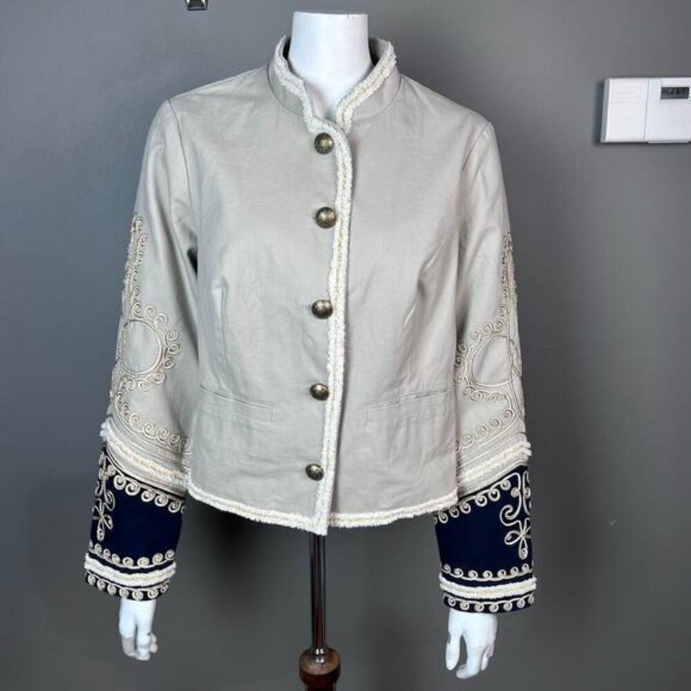 Boden jacket size 10 NWT military embroidered gray velvet‎ marching band